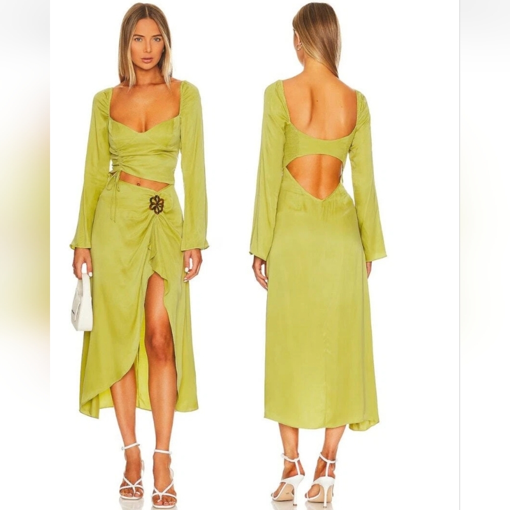 *Pics Updated!* 🍋For Love & Lemons Allie Long Sleeve Cut-Out Midi Dress